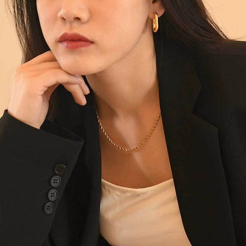 2mm Twist Chain Necklace 14K Gold Plated/Silver Color