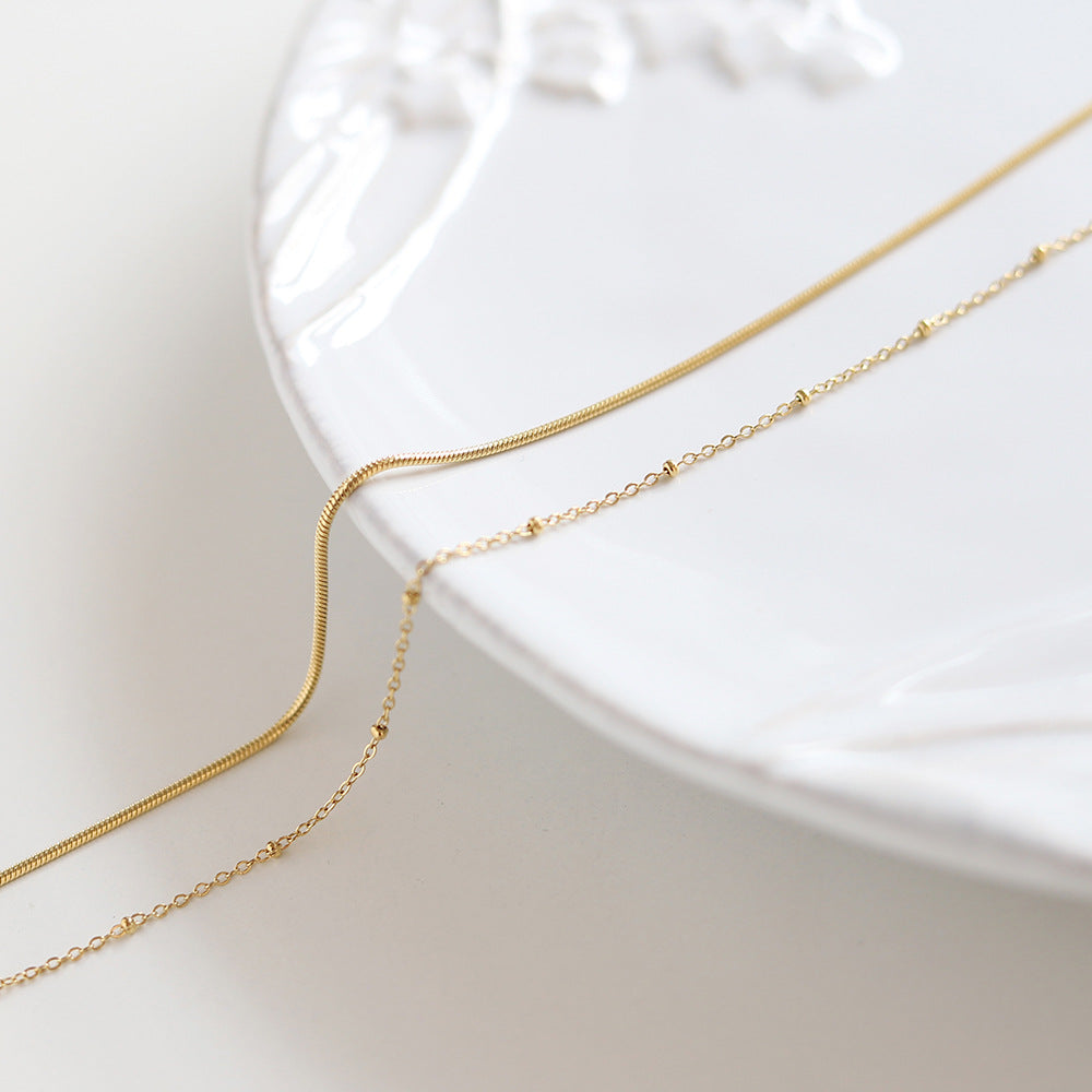 Round Snake&Beads Layered Chains Choker Necklace