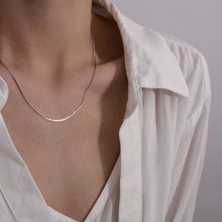 Thin Simple Snake Bone Chain Necklace&Long Sweater Chain