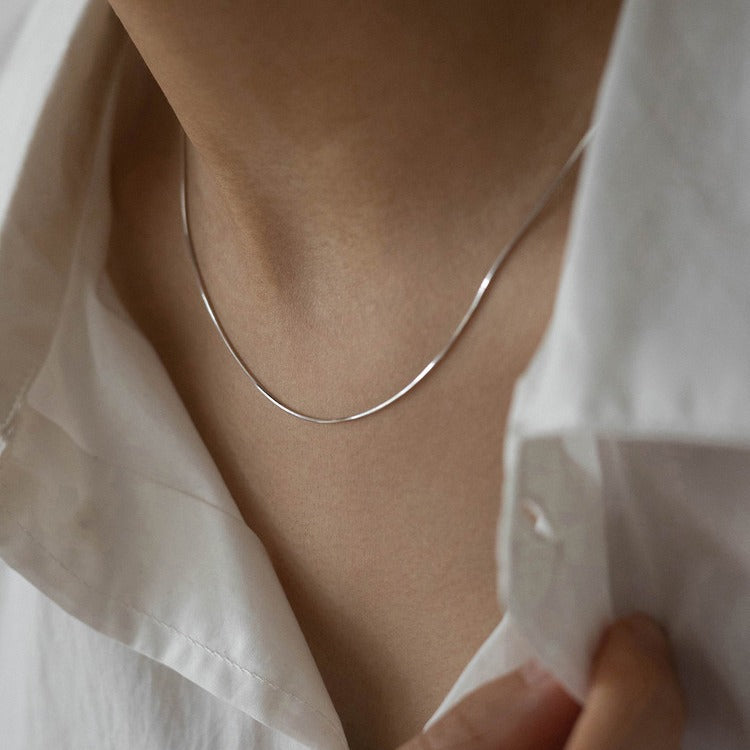 Thin Simple Snake Bone Chain Necklace&Long Sweater Chain