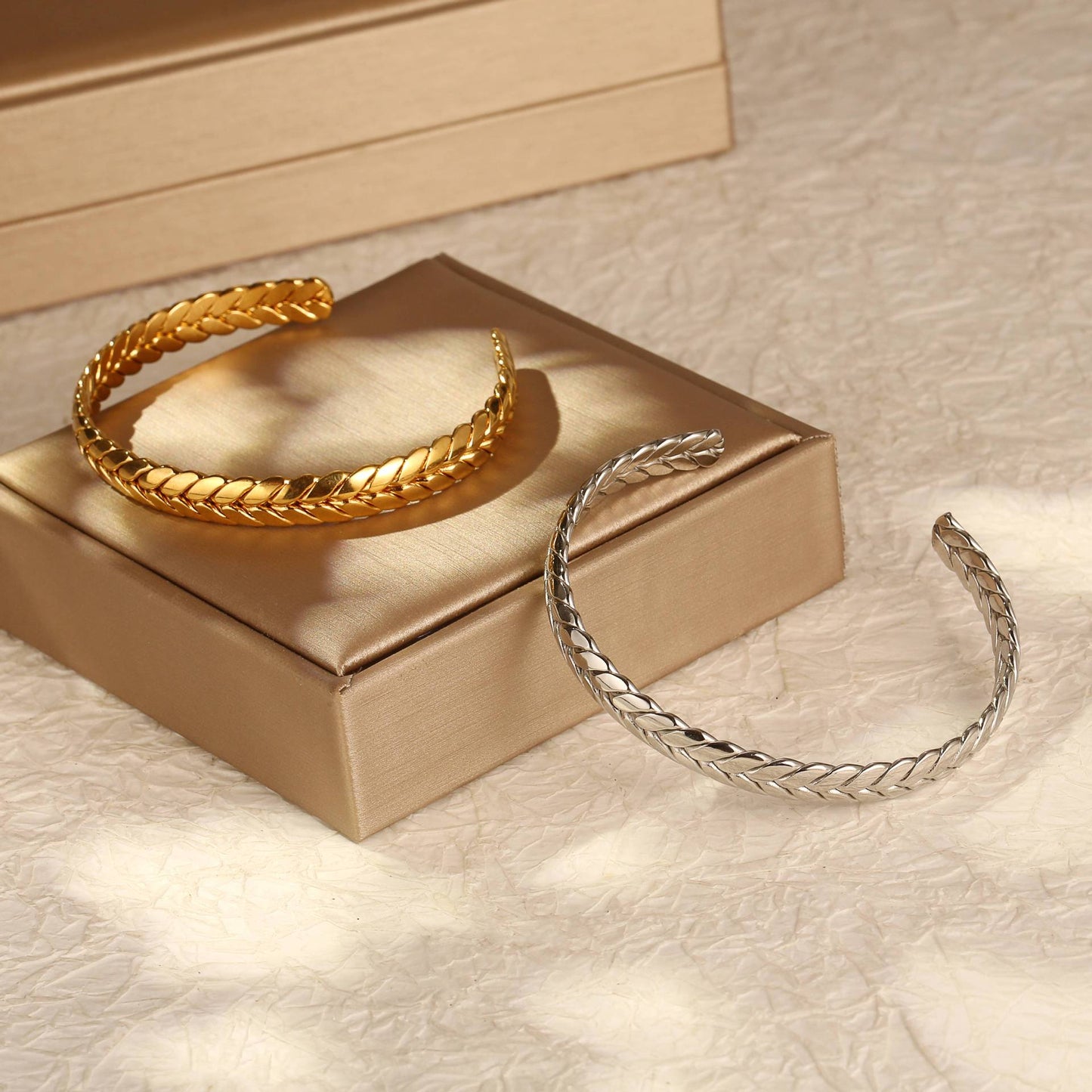 Wheat Geometric Cuff Bangle