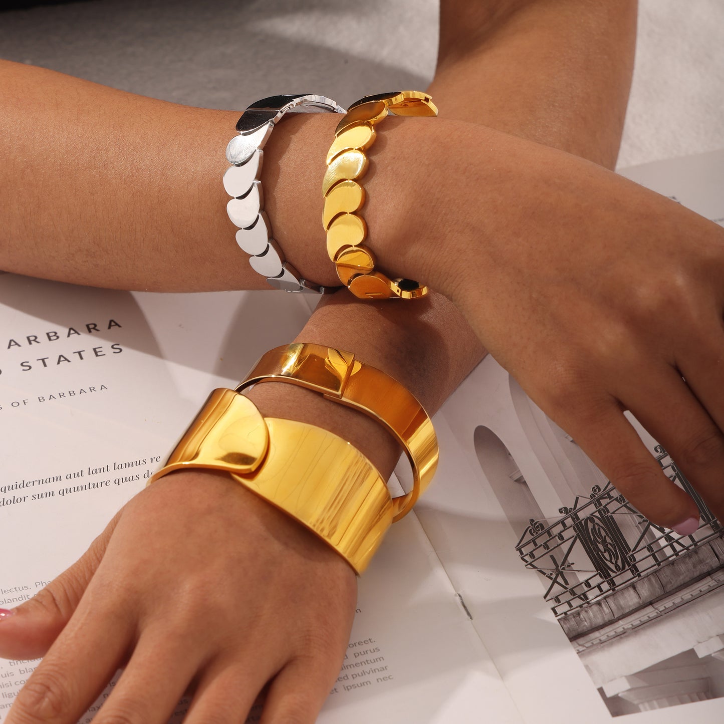 Waterdrop Multi-Layer Glossy Titanium Steel Bracelet Bangle