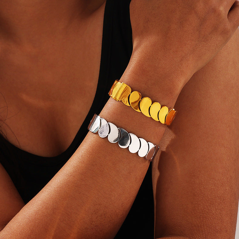 Waterdrop Multi-Layer Glossy Titanium Steel Bracelet Bangle