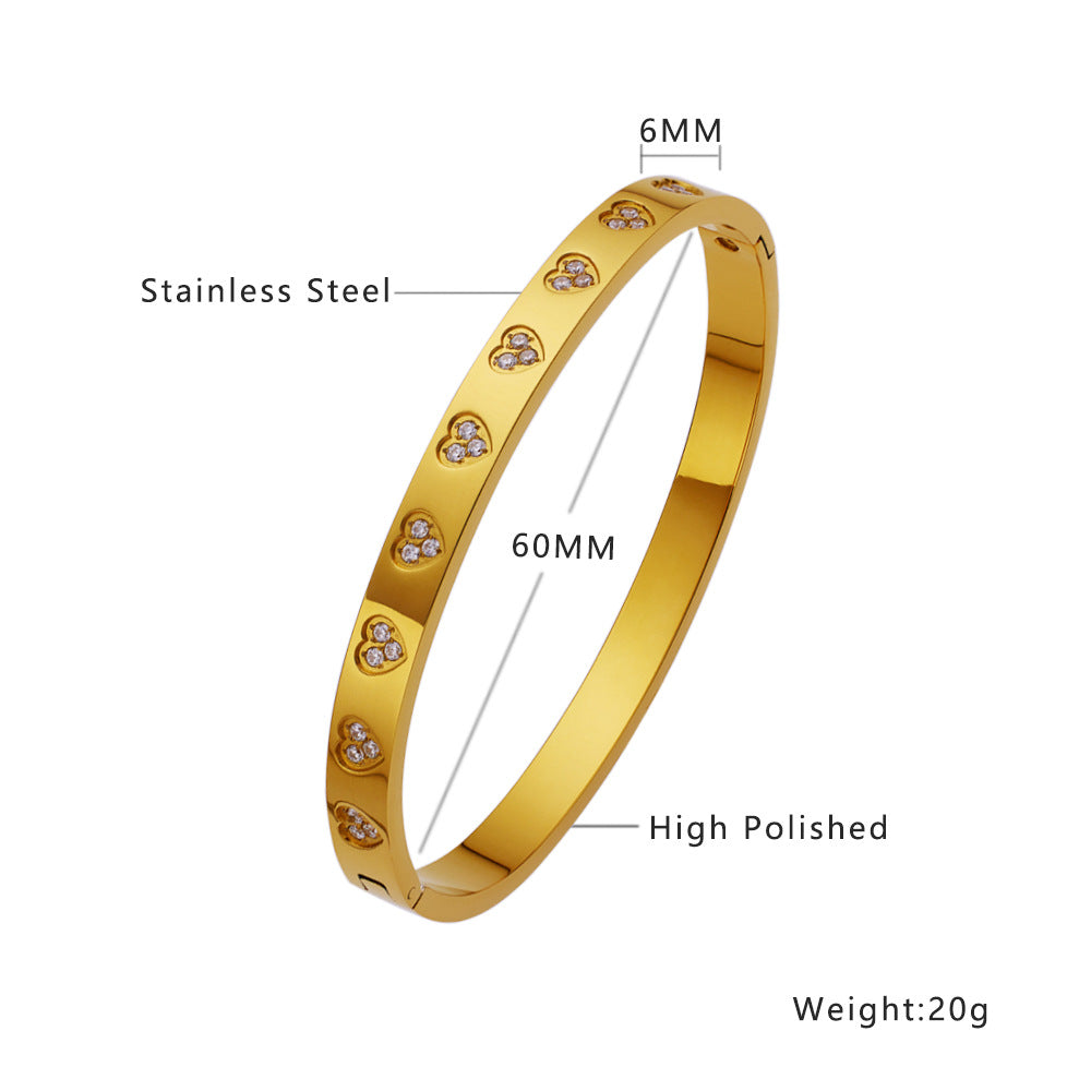 Rhinestone Insert Heart Bangles