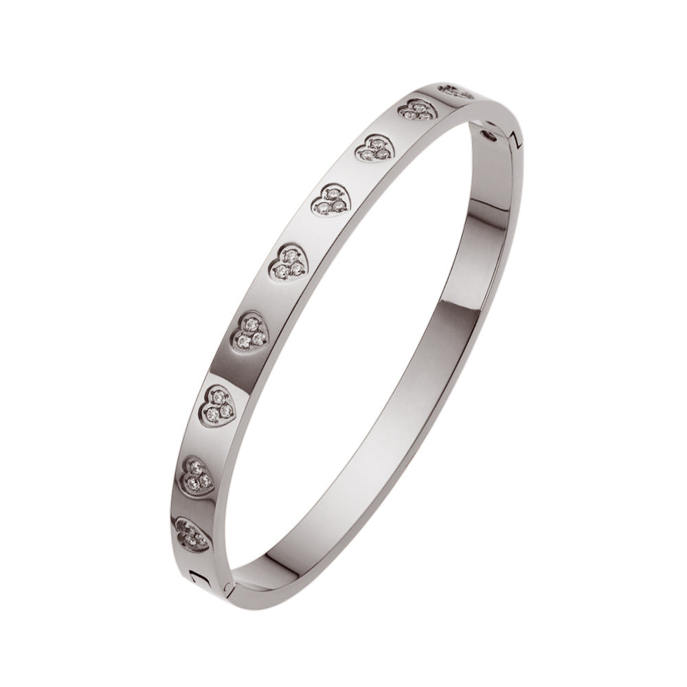 Rhinestone Insert Heart Bangles