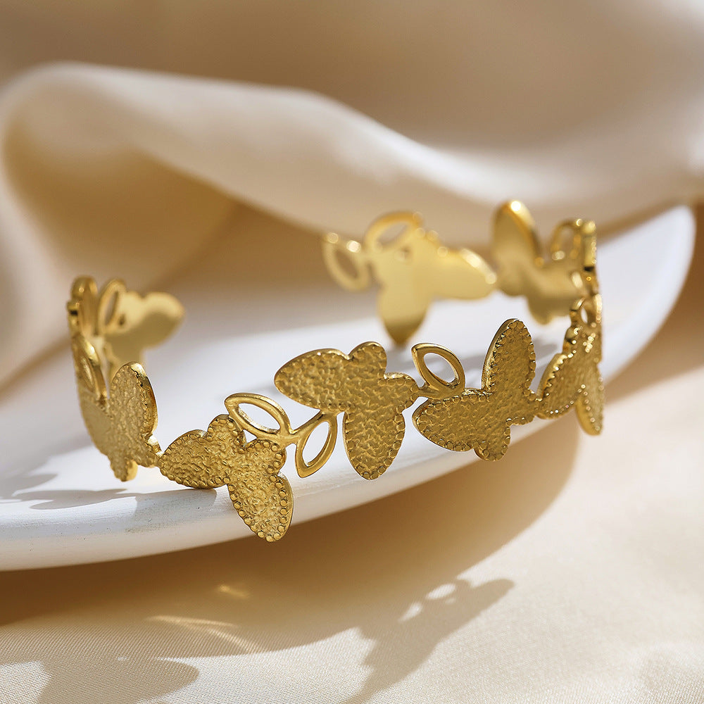 Texture Butterfly Cuff Bangle