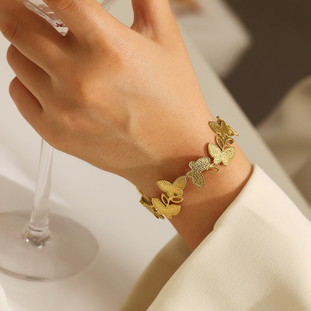 Texture Butterfly Cuff Bangle