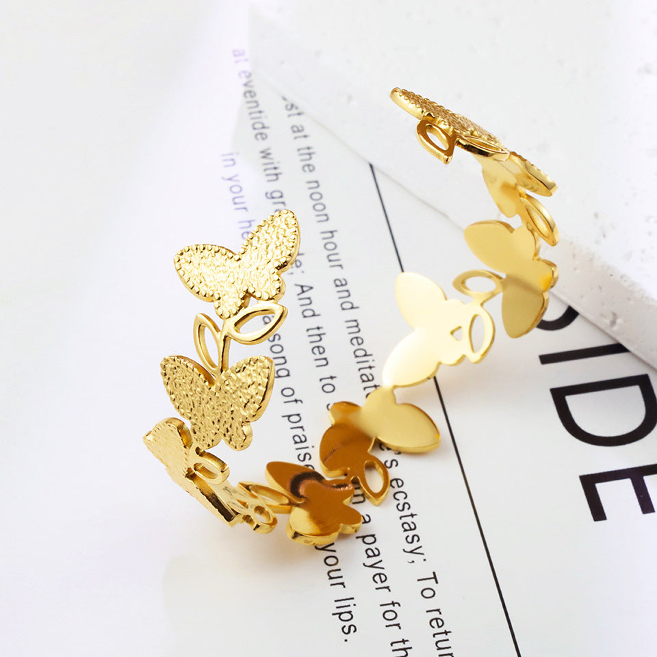 Texture Butterfly Cuff Bangle