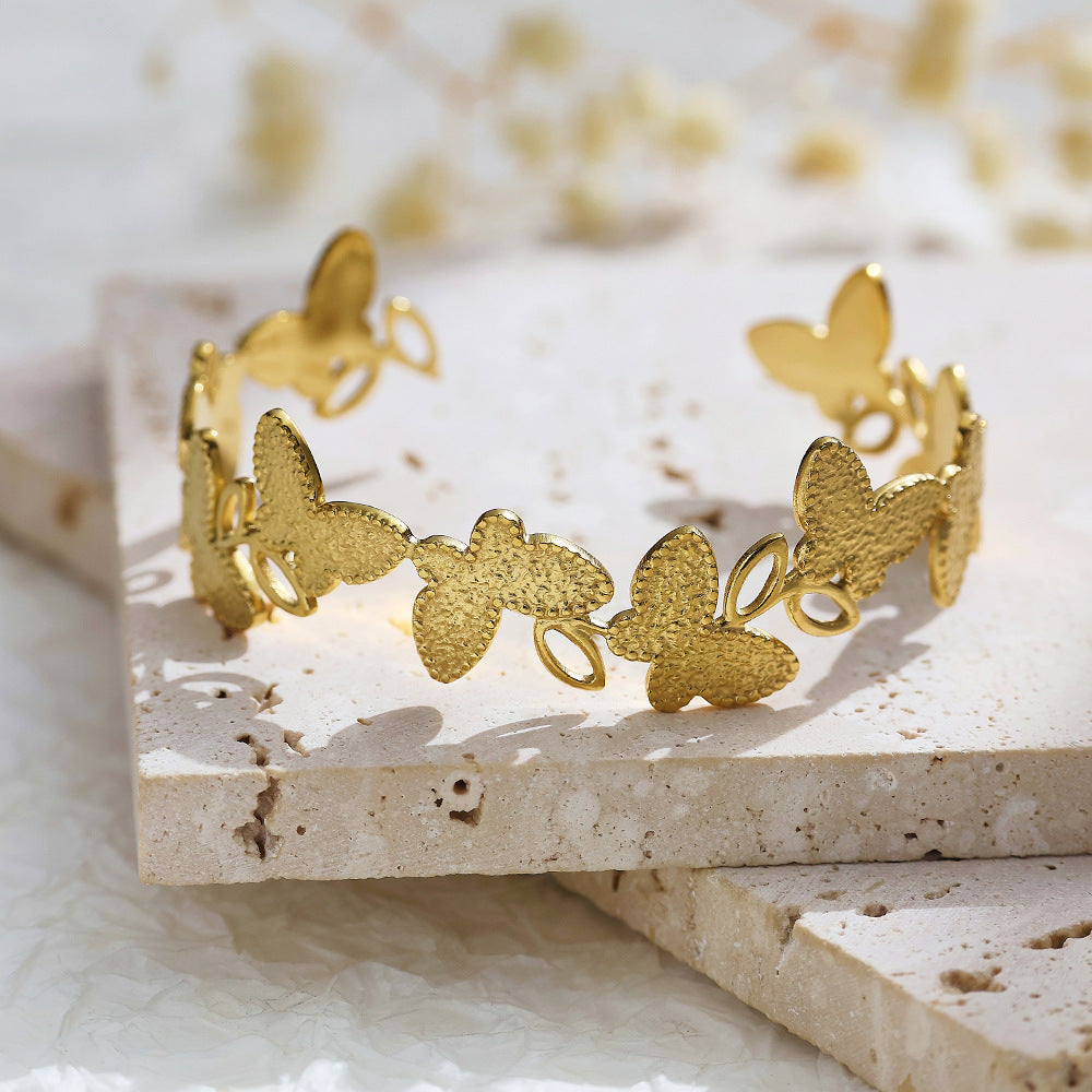 Texture Butterfly Cuff Bangle