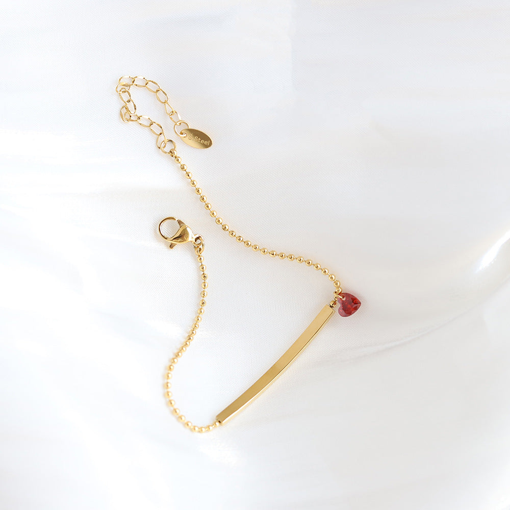 Heart Shape Ruby Beads Chain Bracelets