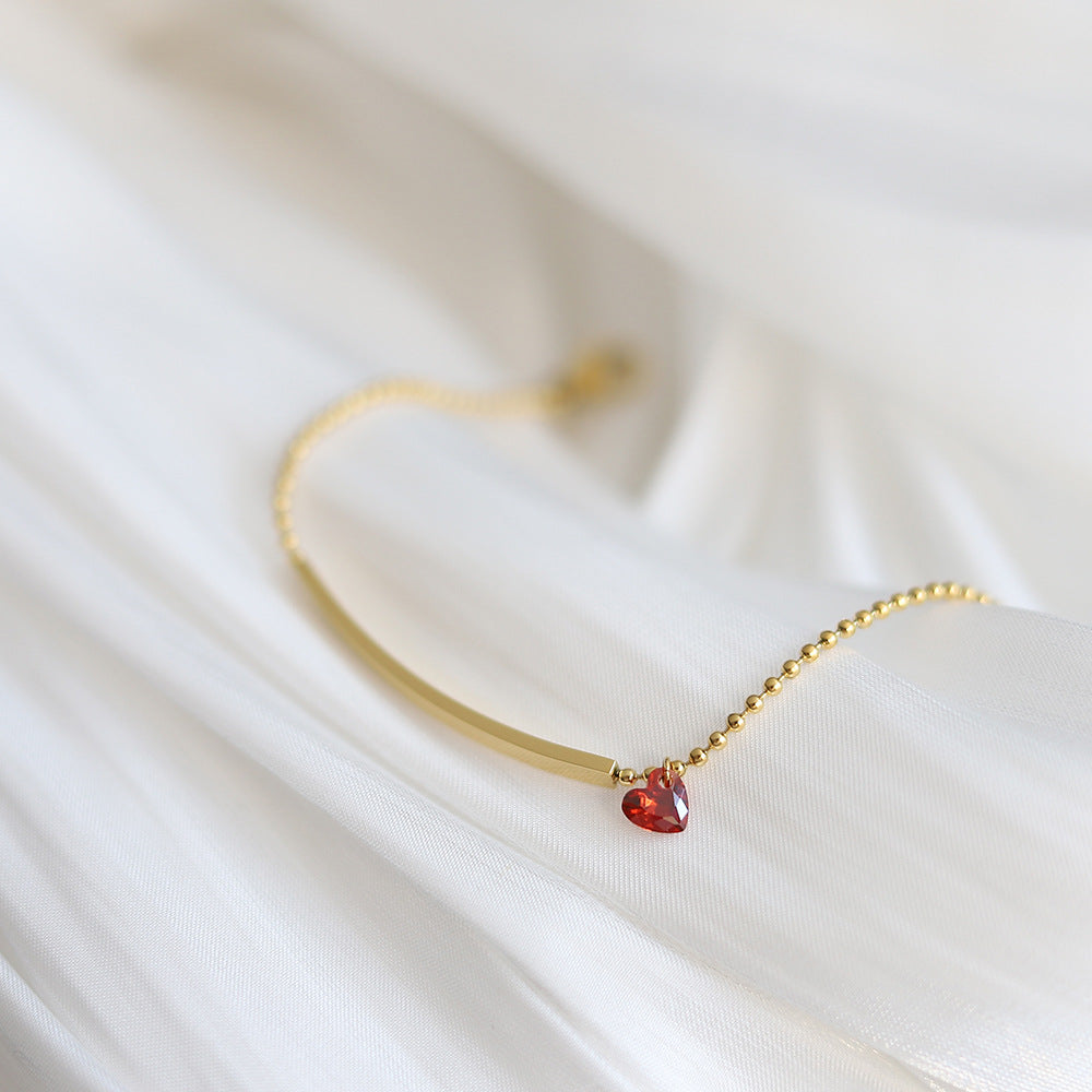 Heart Shape Ruby Beads Chain Bracelets