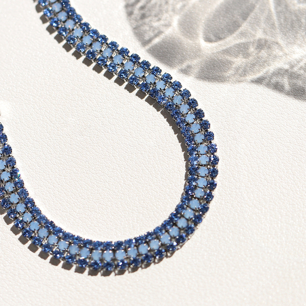 Mermaid Three Row Bule Diamond Bracelet