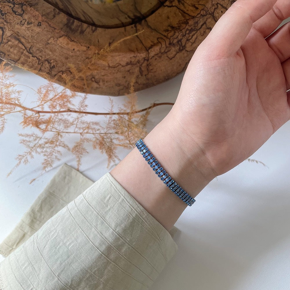 Mermaid Three Row Bule Diamond Bracelet