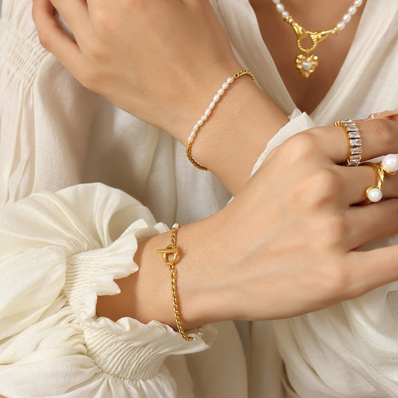The Rope Chain&Freshwater Pearl Bracelet