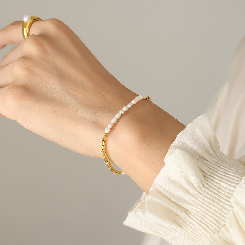The Rope Chain&Freshwater Pearl Bracelet