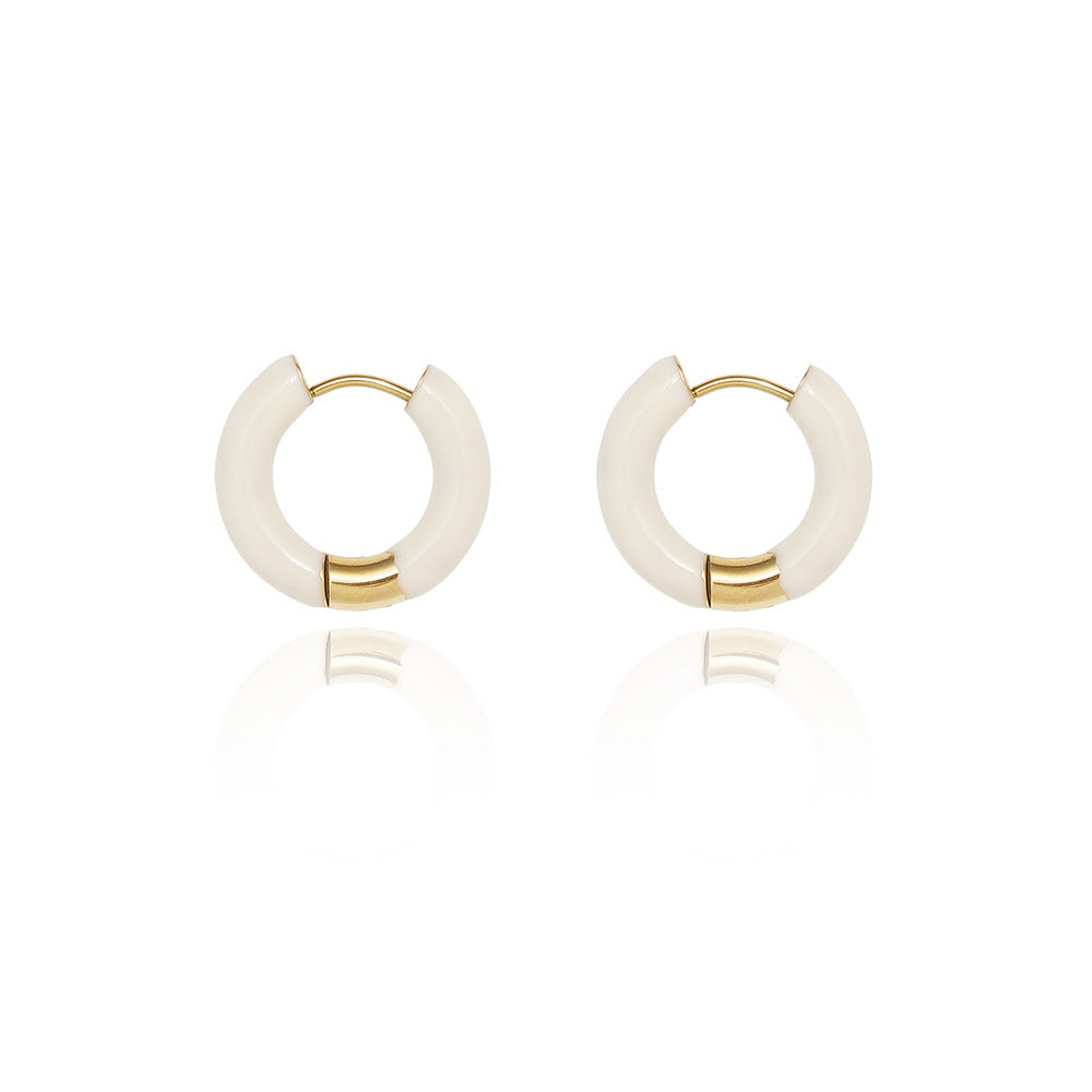 Colorful Enamel Huggie Earrings