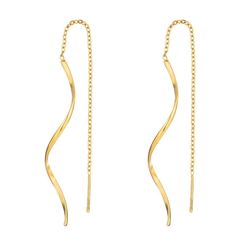 18K Gold Plated Long Wire Earrings