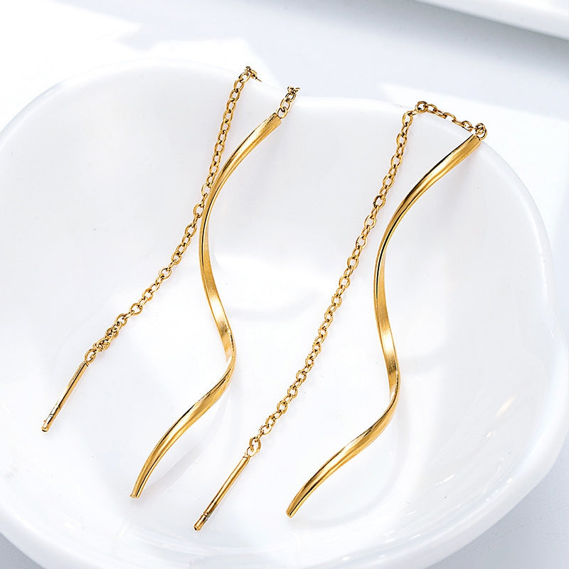 18K Gold Plated Long Wire Earrings