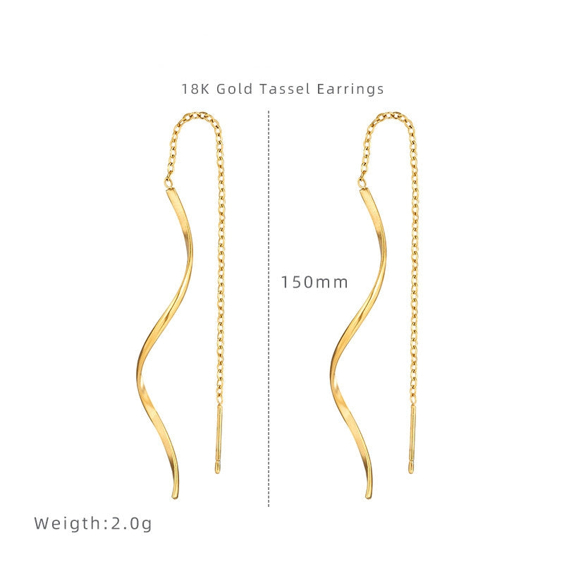 18K Gold Plated Long Wire Earrings