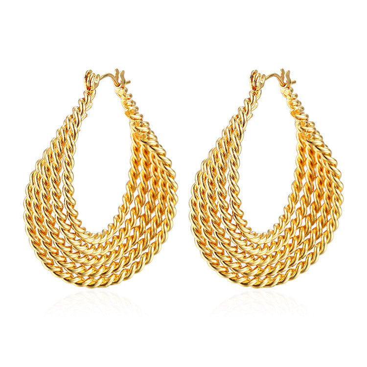 Multi-Layered Twisted Hoop Earrings