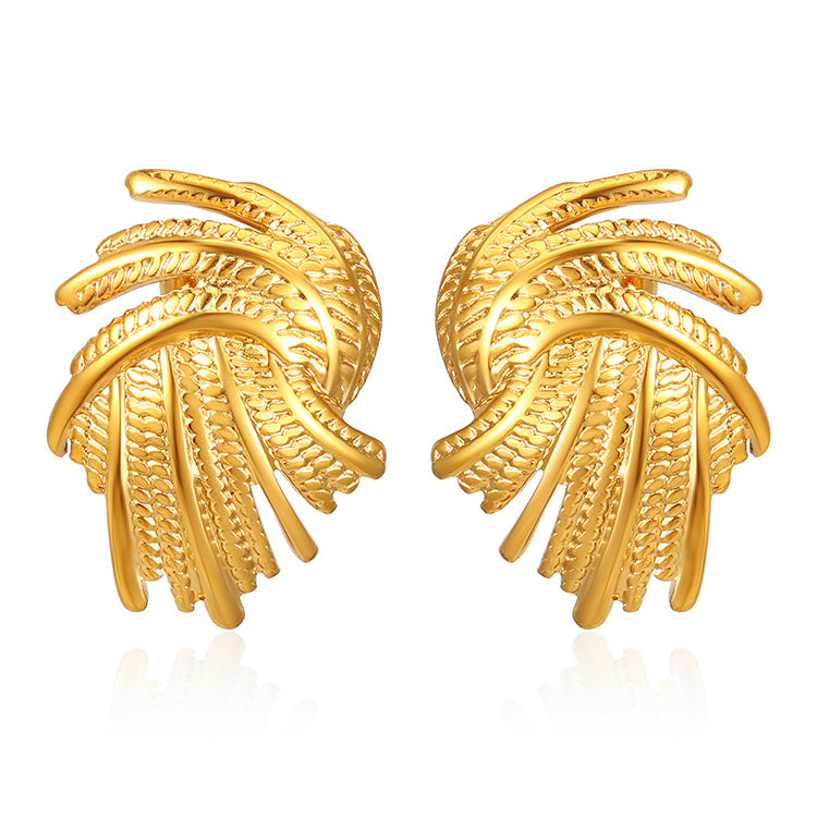 Irregular Wheat Design Stud Earrings