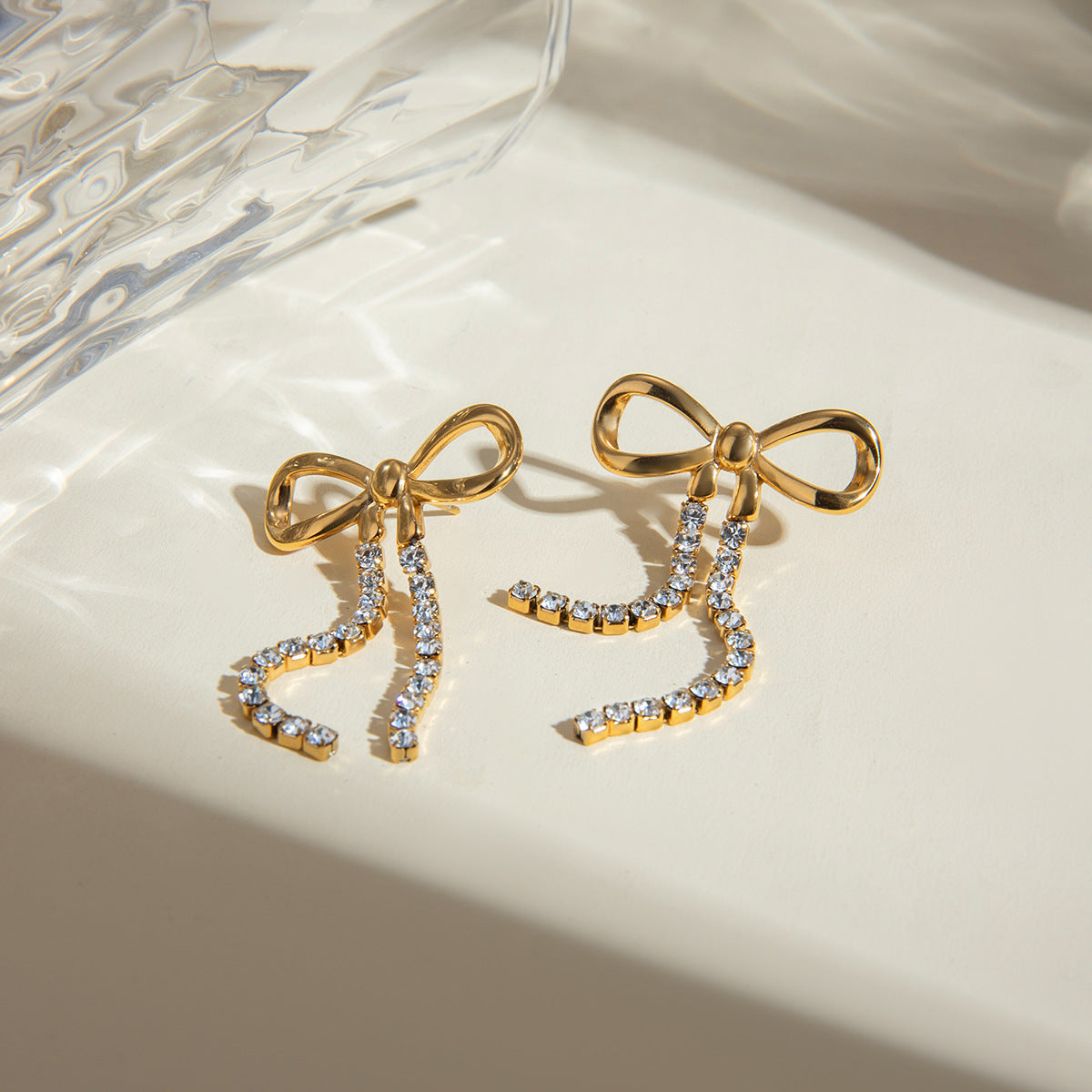 Trendy Bowknot Diamond Chain Earrings