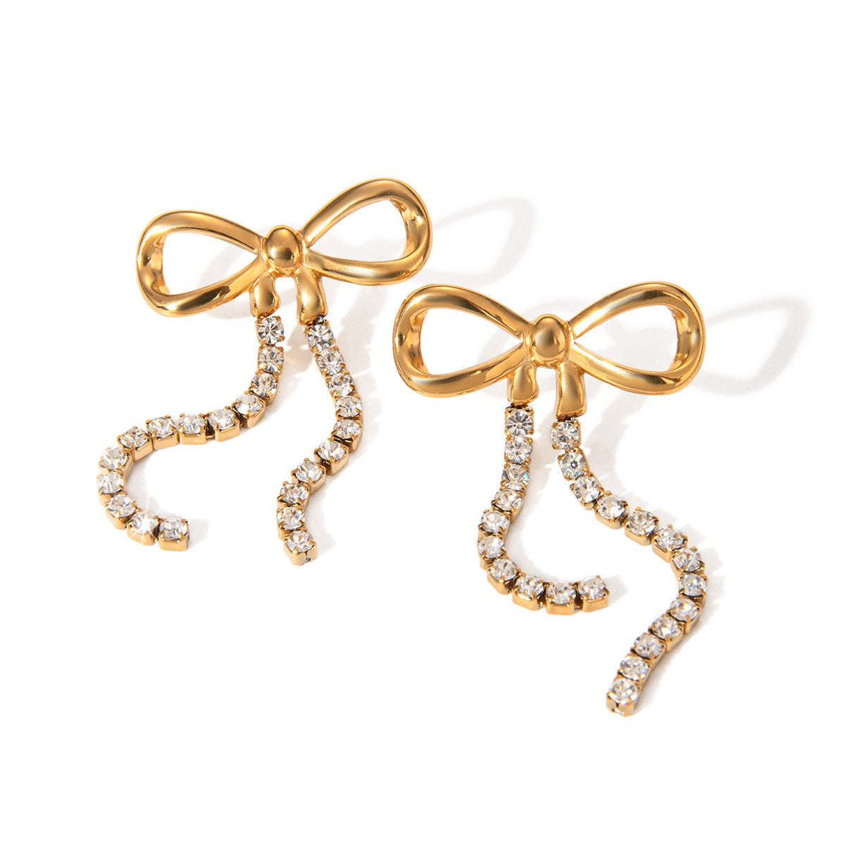 Trendy Bowknot Diamond Chain Earrings