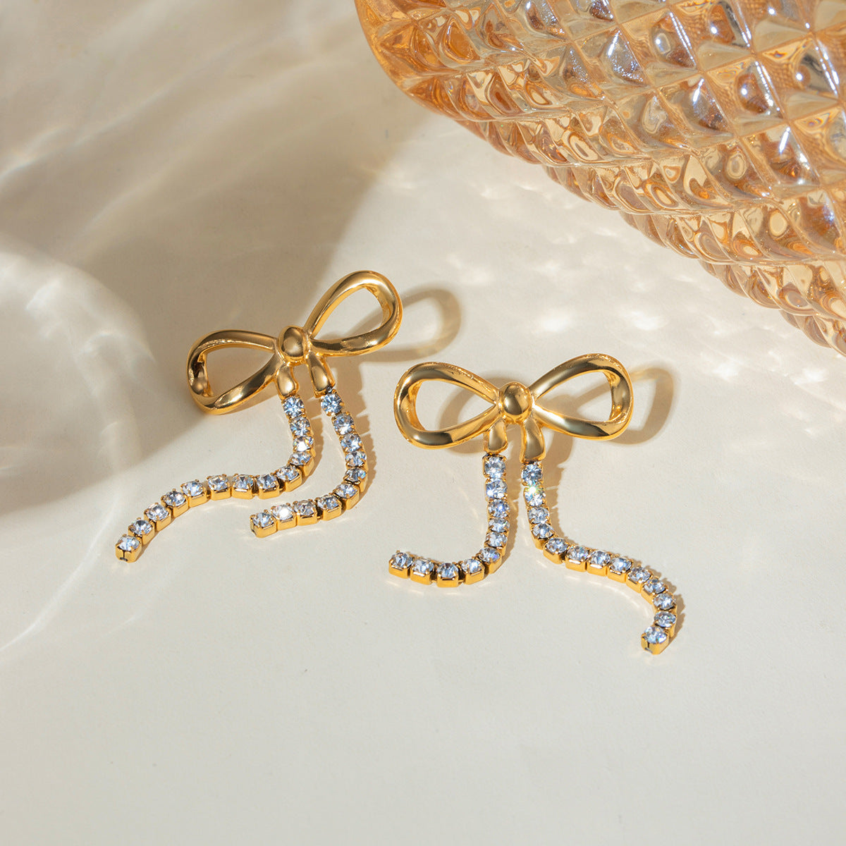 Trendy Bowknot Diamond Chain Earrings