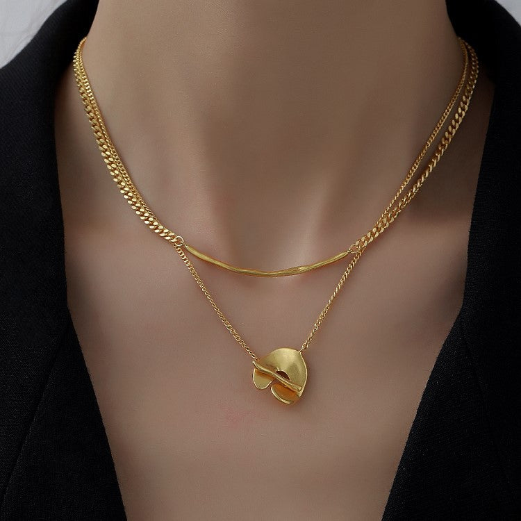 Gold Choker For Women Double Layer Necklaces With OT Clasp In Stainless Steel