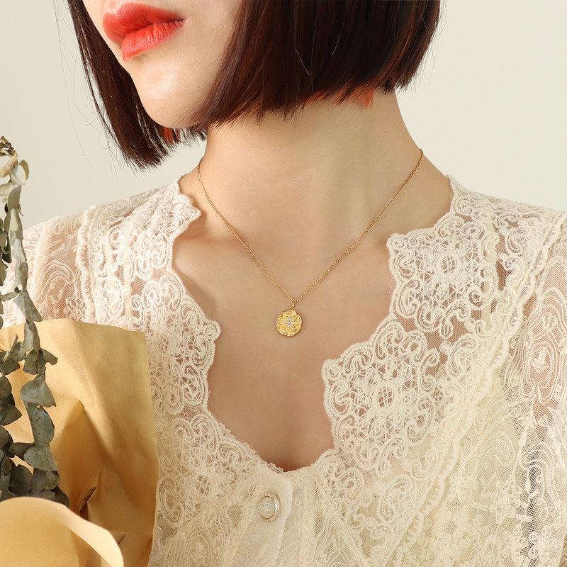 Full Diamond Octagram Irregular Pendant Necklace