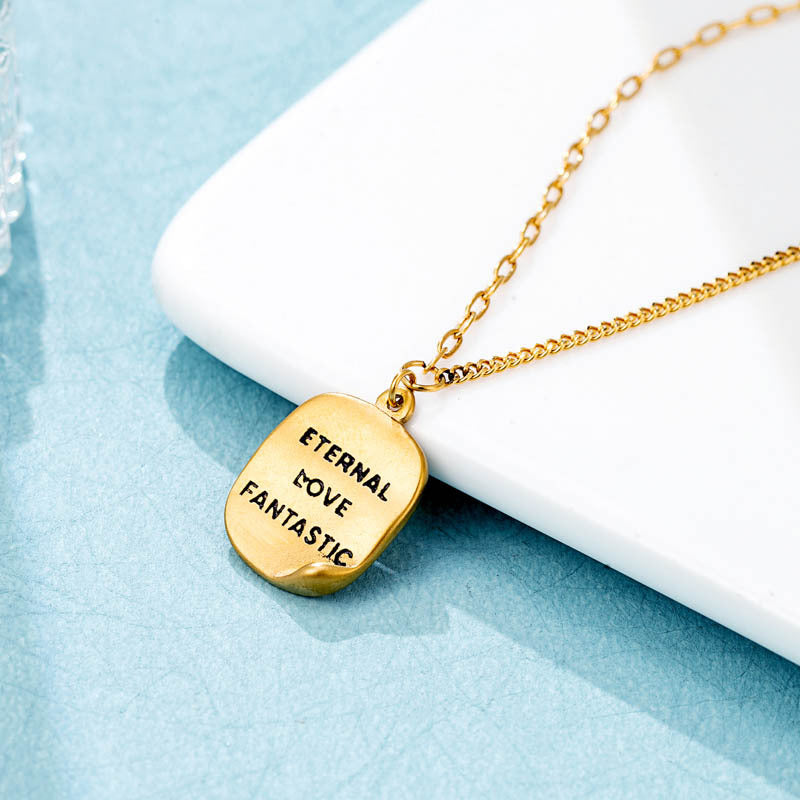 Rolling Minor Square Pendant Necklace 18K Gold Plating