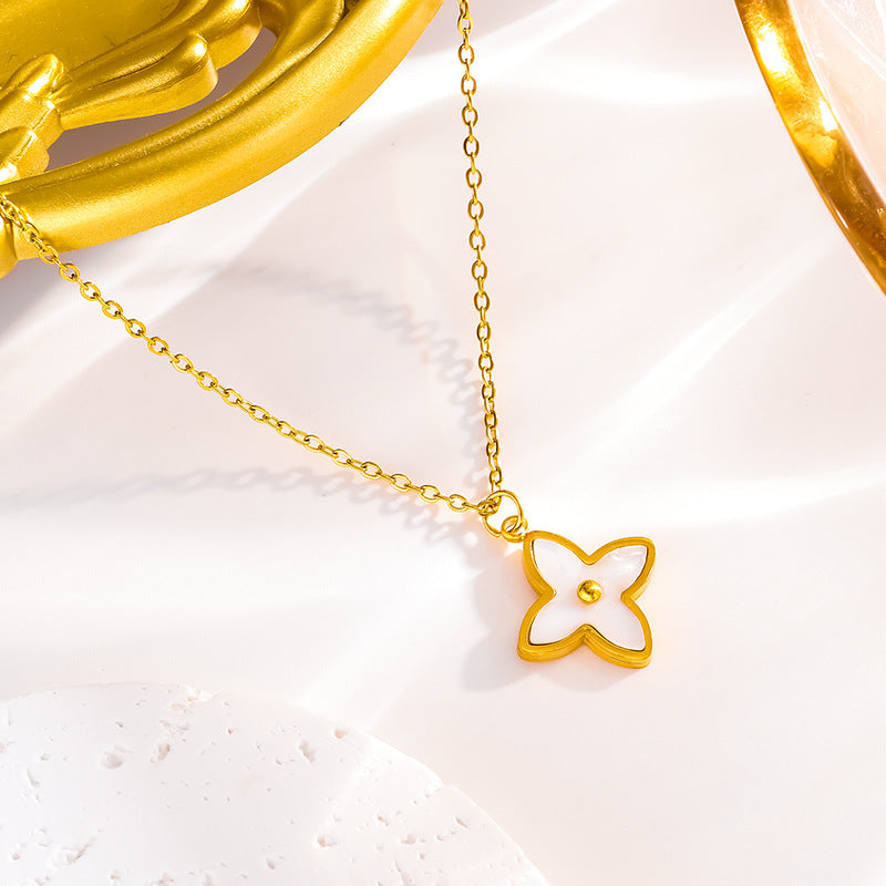 Four Leaf Clover Shell Necklace