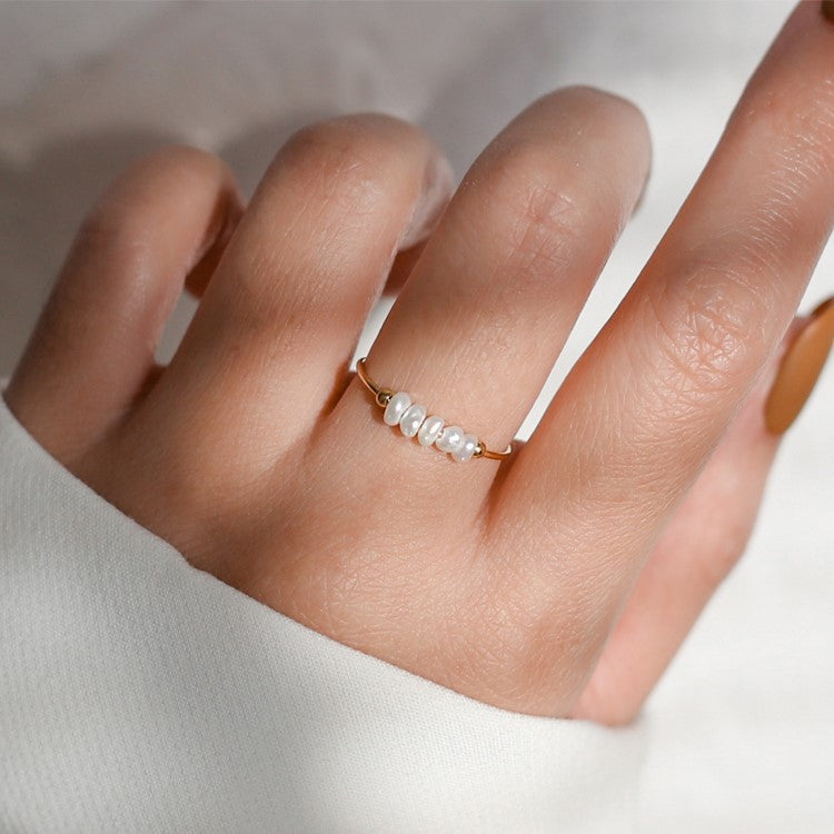 Natural Baroque Pearl Ring 18K Gold Luxury Plain Ring