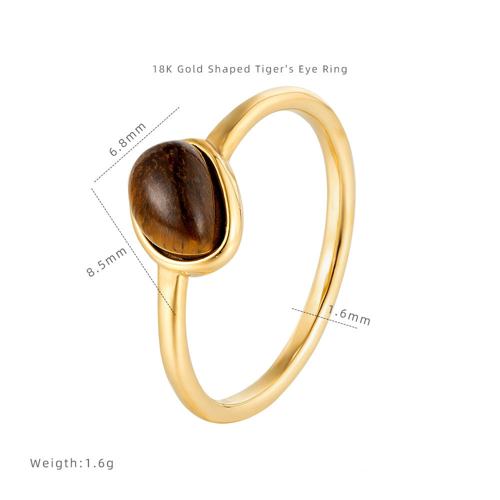 Natural Gemstone Original Tiger's eye Ring in Geometrical Shape