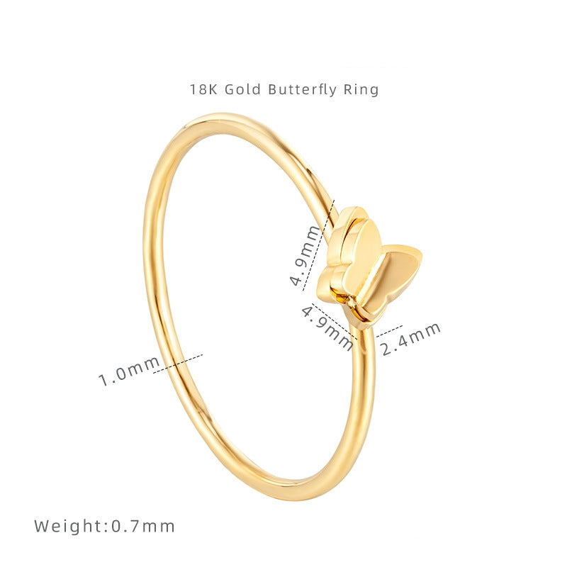 Double Butterfly Thin Ring Strong three dimensional effect
