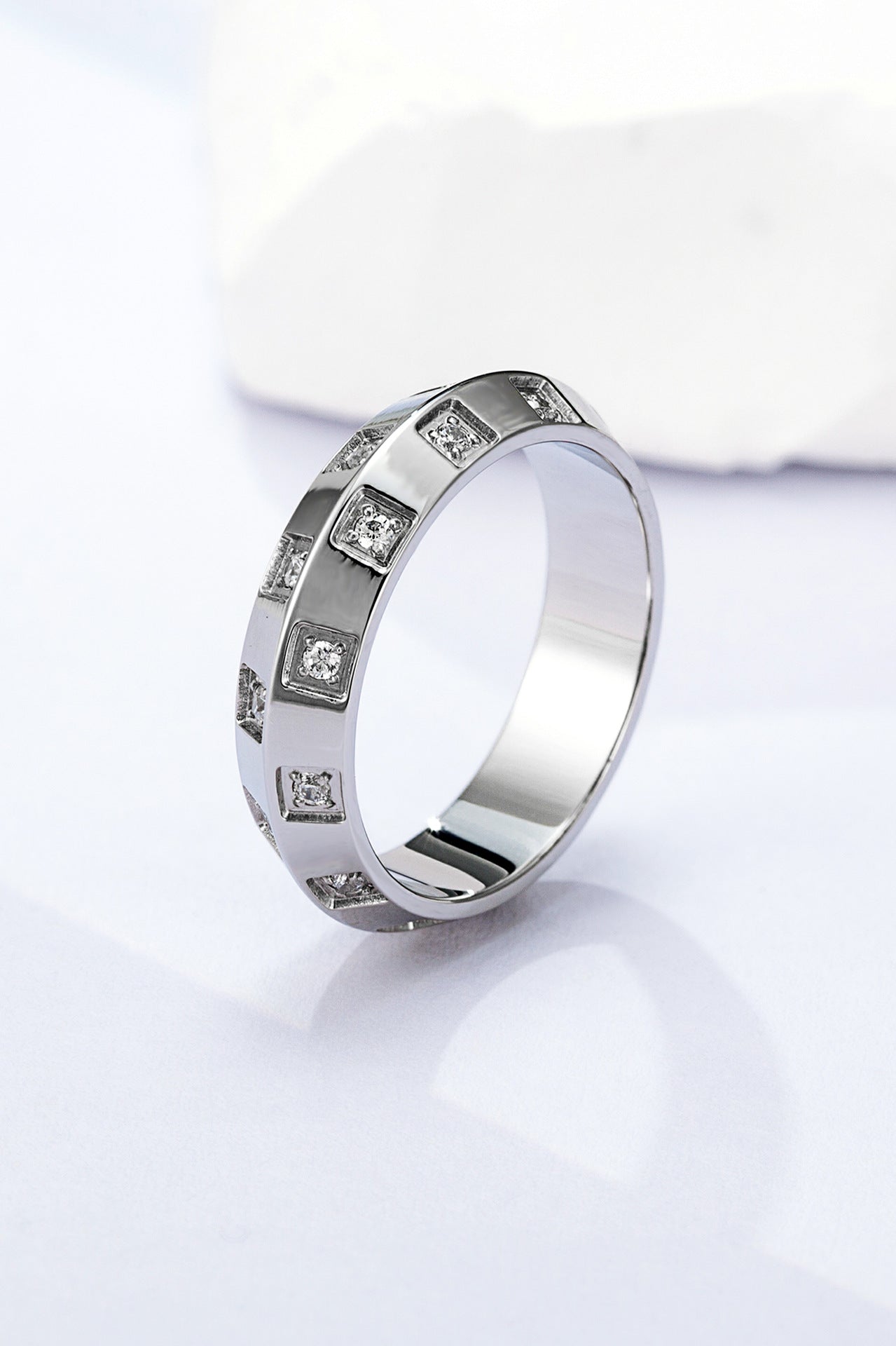 Steel/18K Gold Disc Sugar Cubic Zirconia Ring