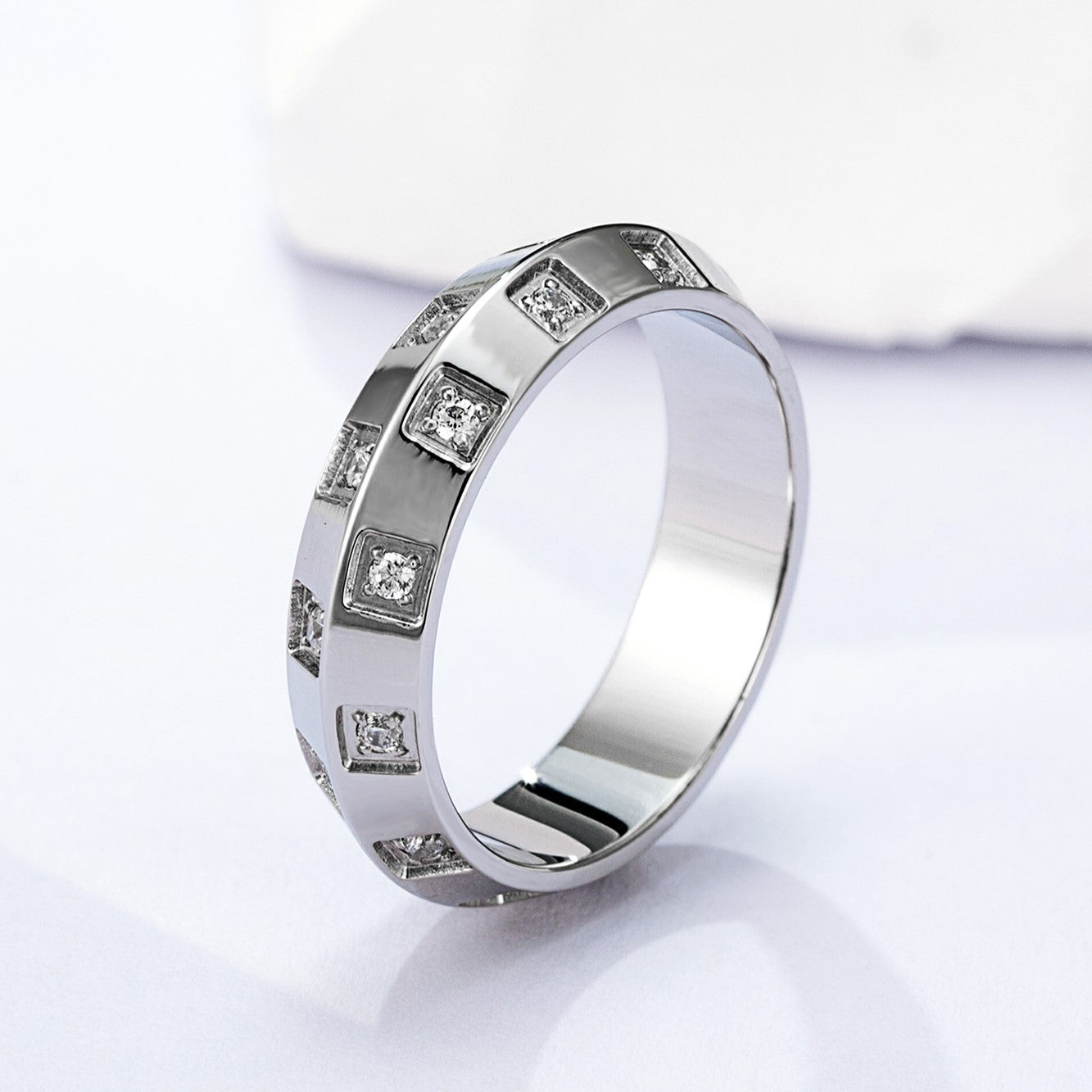 Steel/18K Gold Disc Sugar Cubic Zirconia Ring