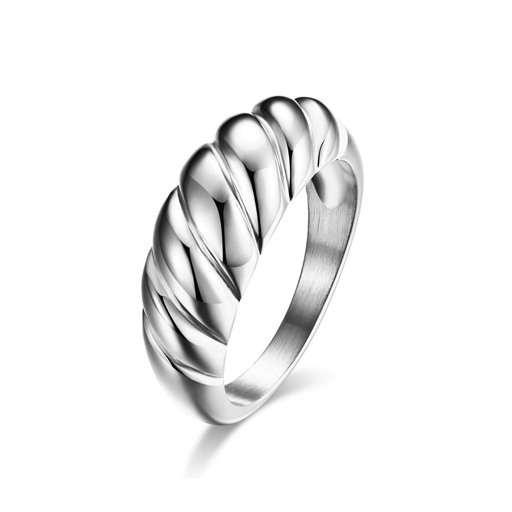 Chunky Twist Bread Ring Steel/Gold