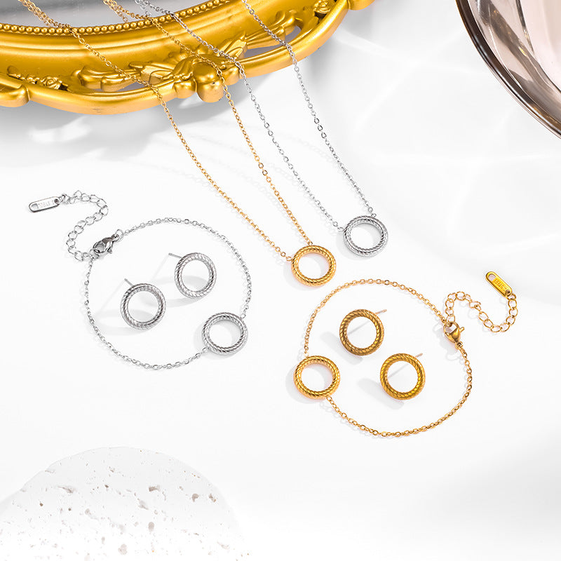 Simple Thin Circles Set(Earrings&Bracelet&Necklace)