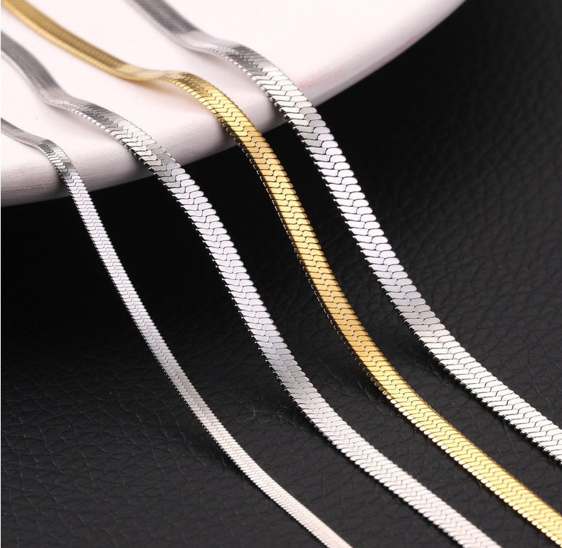 2/3/4/5mm Flat Snake Chains Necklaces