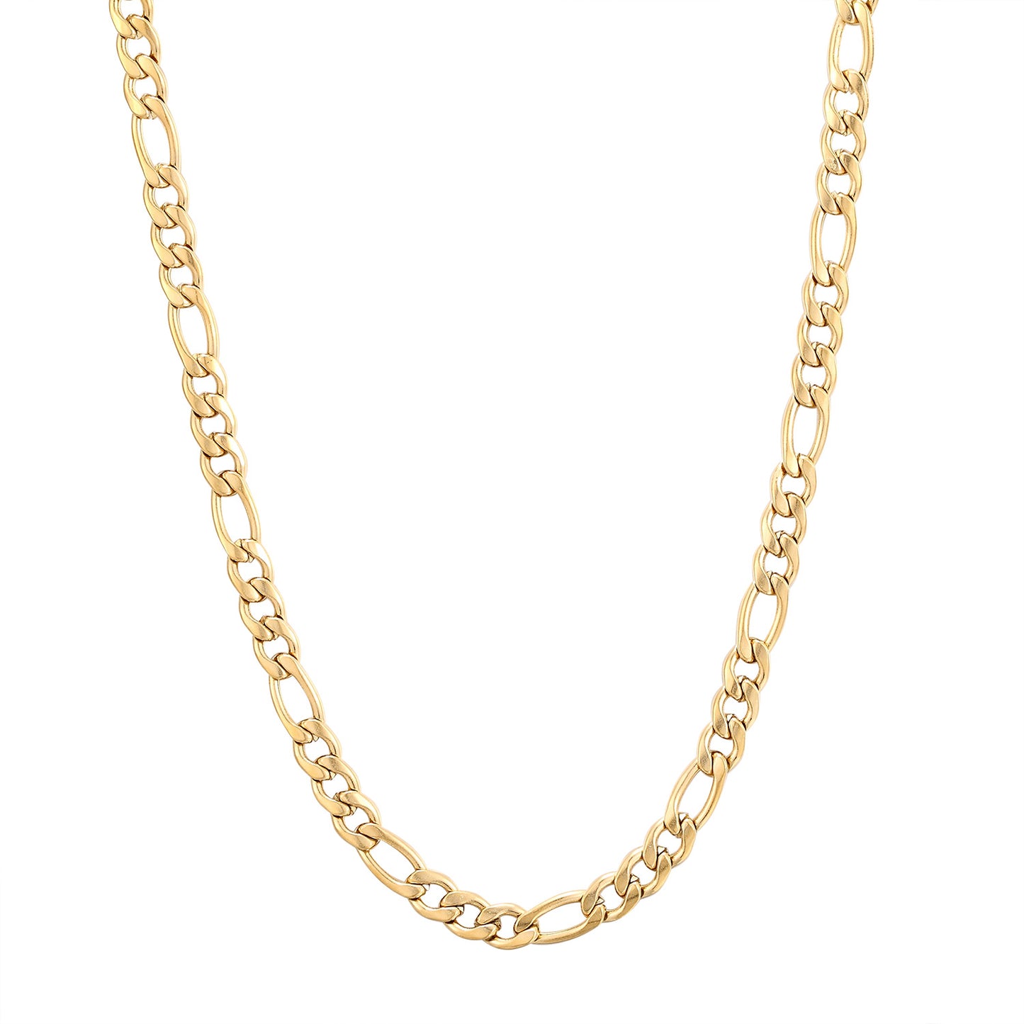 4mm Figaro Chain Necklace 14K Gold Plated/Silver Color