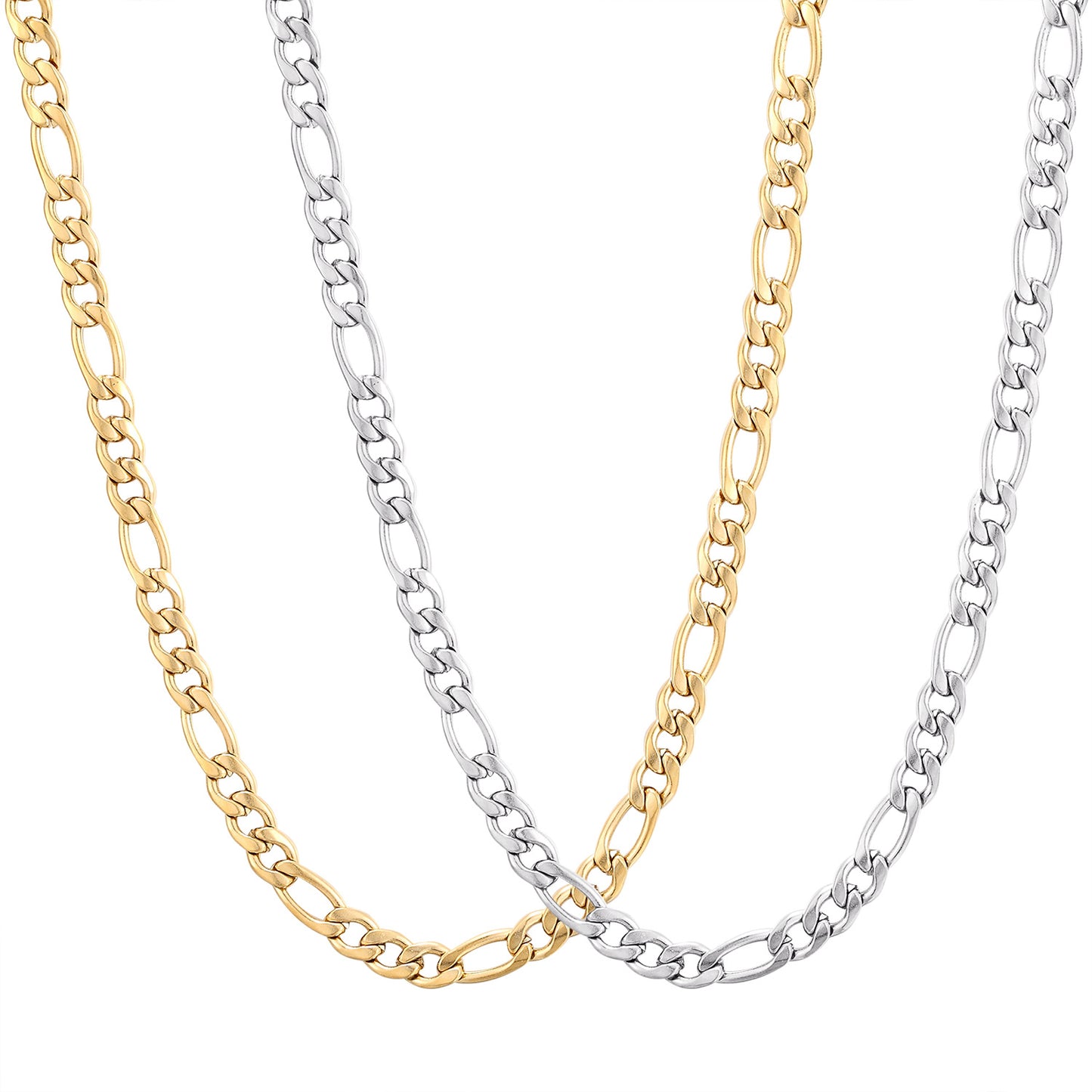 4mm Figaro Chain Necklace 14K Gold Plated/Silver Color