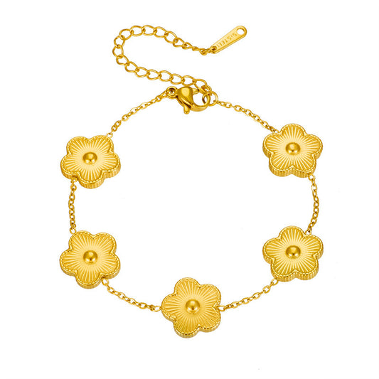 18K Gold Five Piece Five Leaf Clover Bracelet