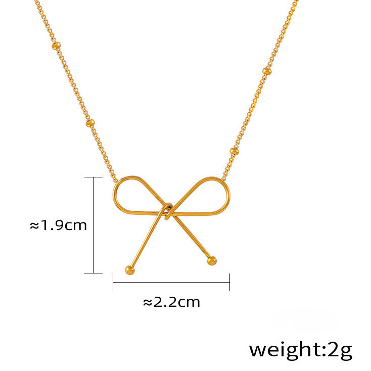 Minimalist Bow Beads Chain Bracelet&Necklace