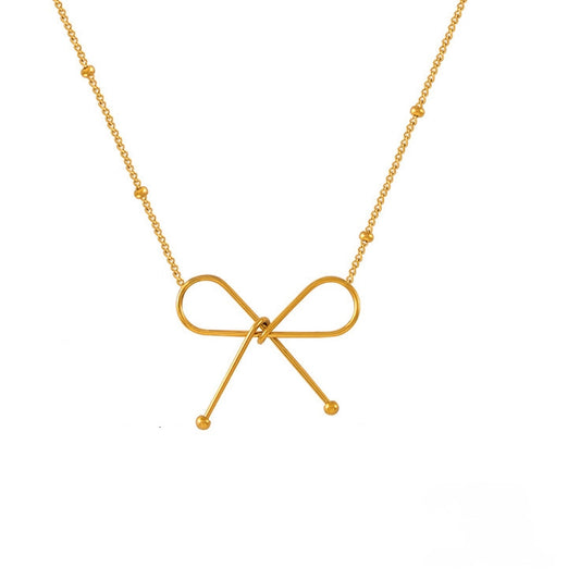 Minimalist Bow Beads Chain Necklace