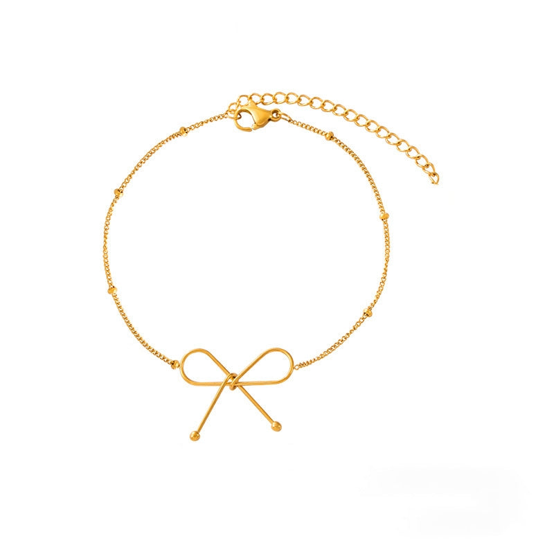 Minimalist Bow Beads Chain Bracelet&Necklace