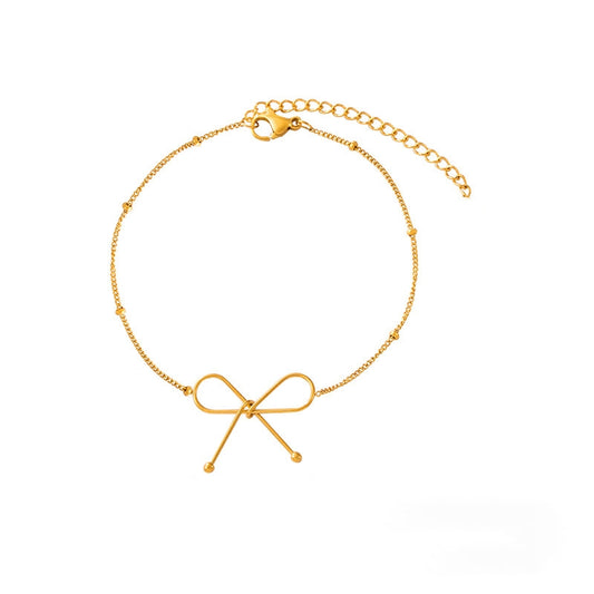 Minimalist Bow Beads Chain Bracelet