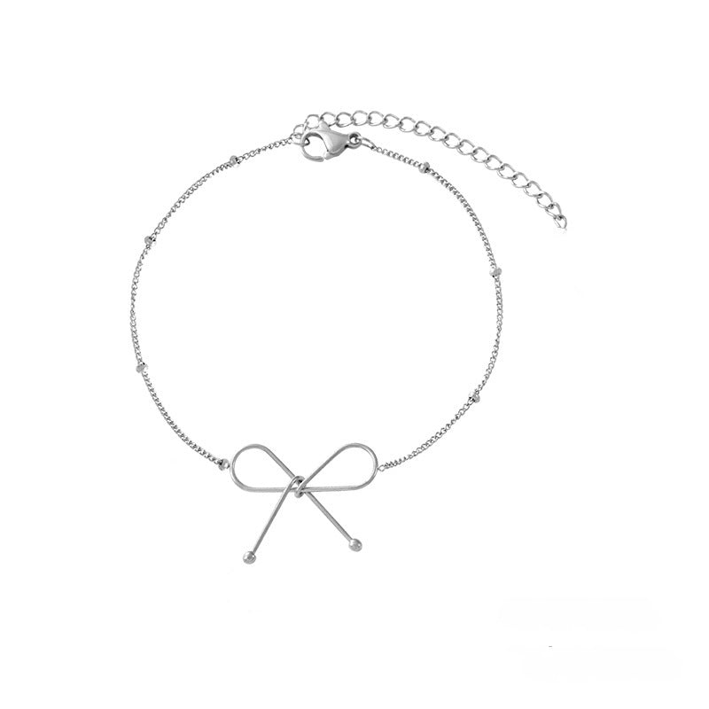 Minimalist Bow Beads Chain Bracelet&Necklace