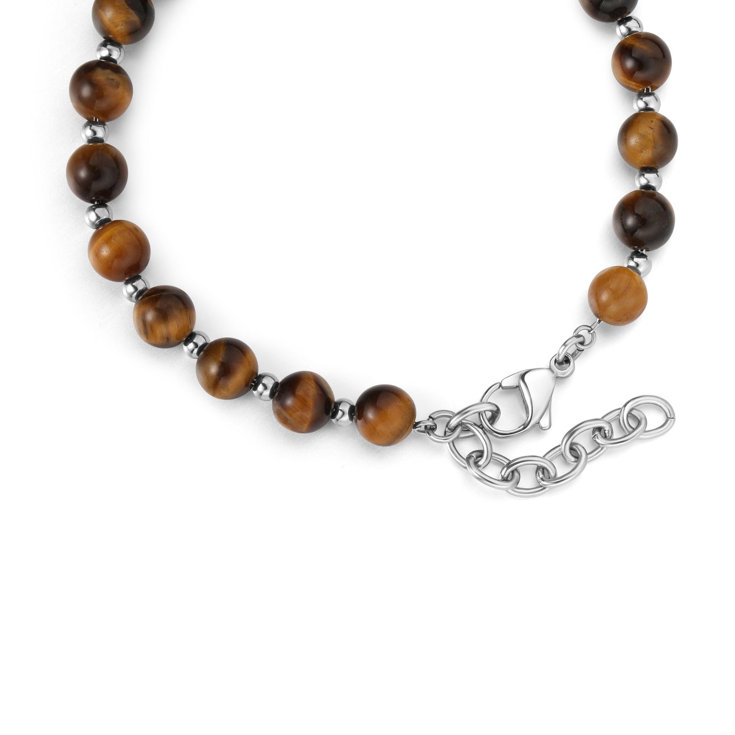 Handmade Natutal Tiger's Eye Beads Steel Bracelet