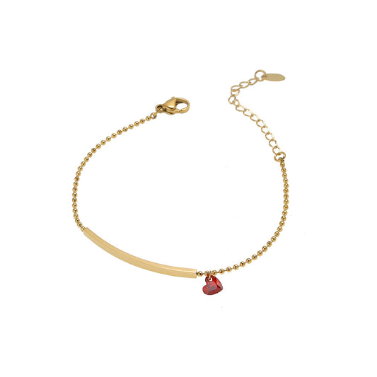 Heart Shape Ruby Beads Chain Bracelets